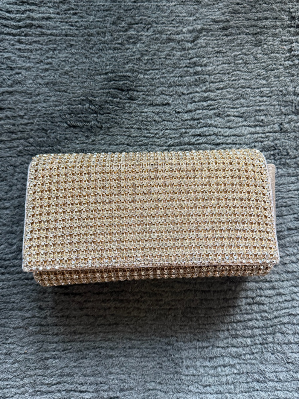 Olga Berg Gold Crystal Embellished Evening Clutch